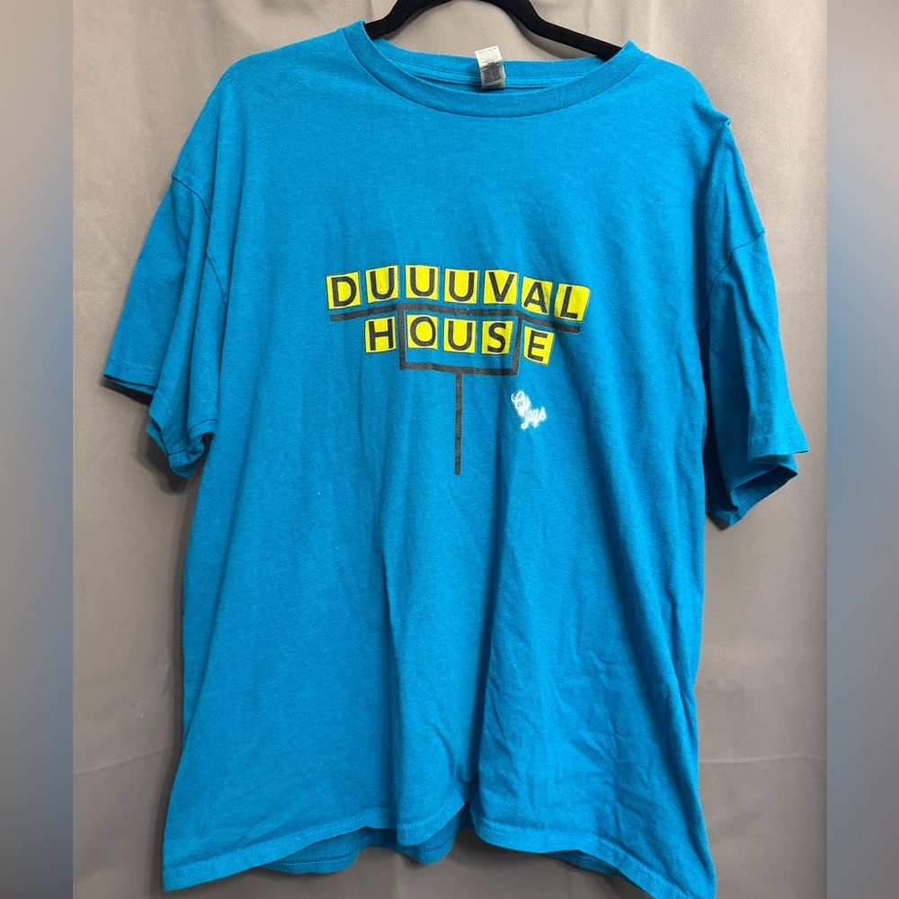 Gildan Teal Duuuuval House Graphic Short Sleeve Tee